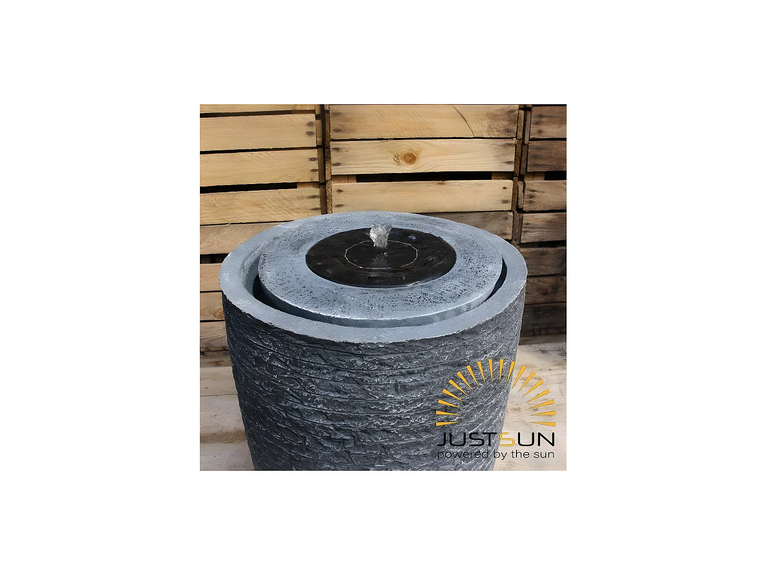 Fontana rotonda da esterno in resina, alimentata a energia solare Joy