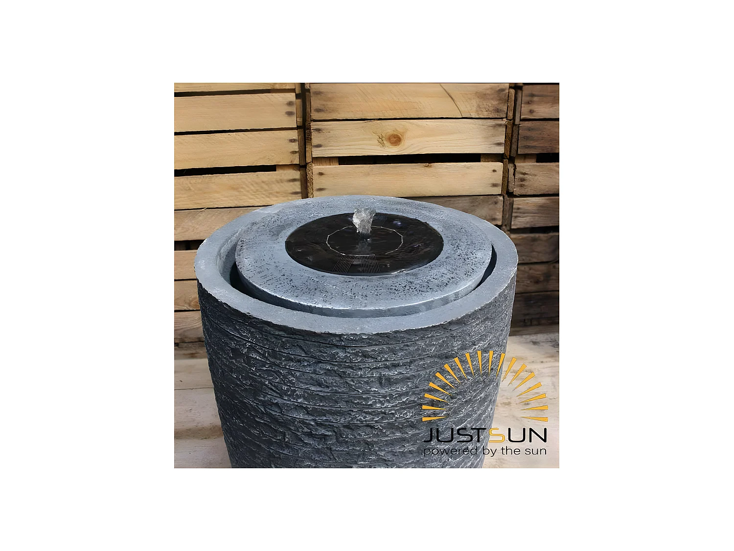 Fontana rotonda da esterno in resina, alimentata a energia solare Joy