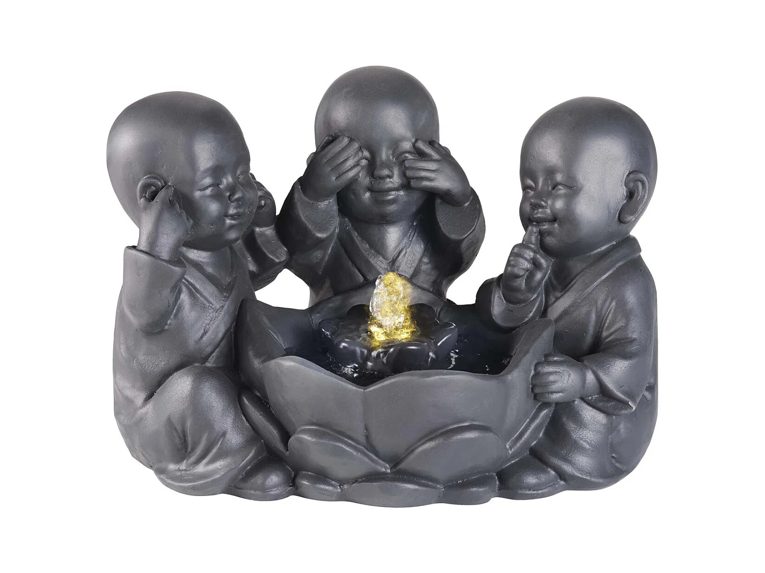 Fontaine en polyrésine trio bouddha