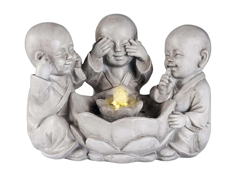Fontaine en polyrésine trio bouddha