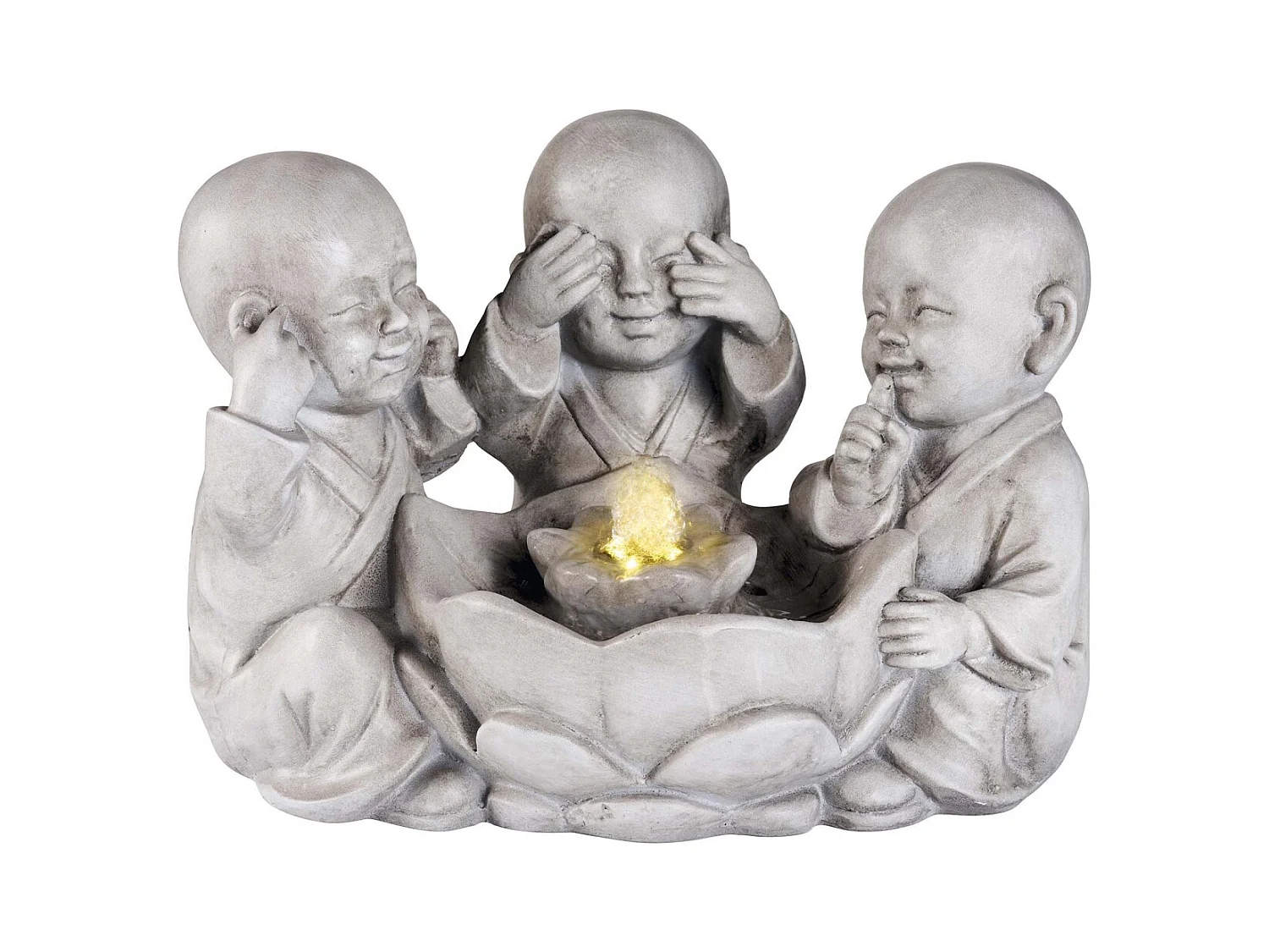 Fontaine en polyrésine trio bouddha