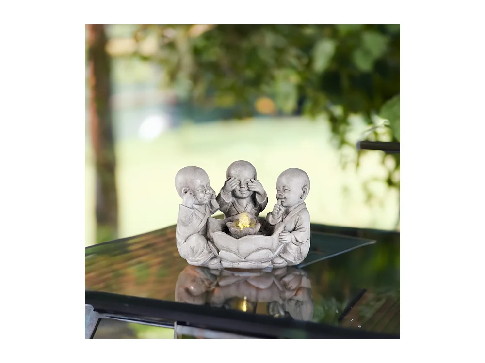 Fontaine en polyrésine trio bouddha
