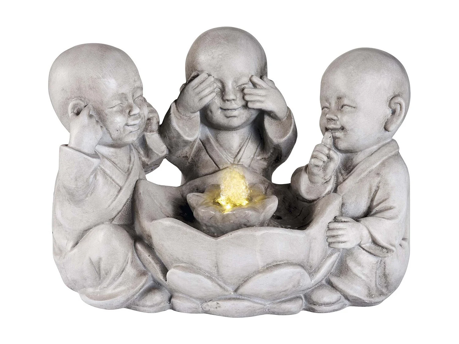 Fontaine en polyrésine trio bouddha