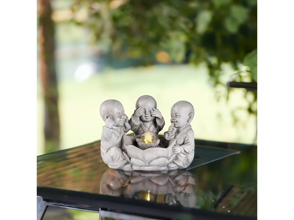 Fontaine en polyrésine trio bouddha
