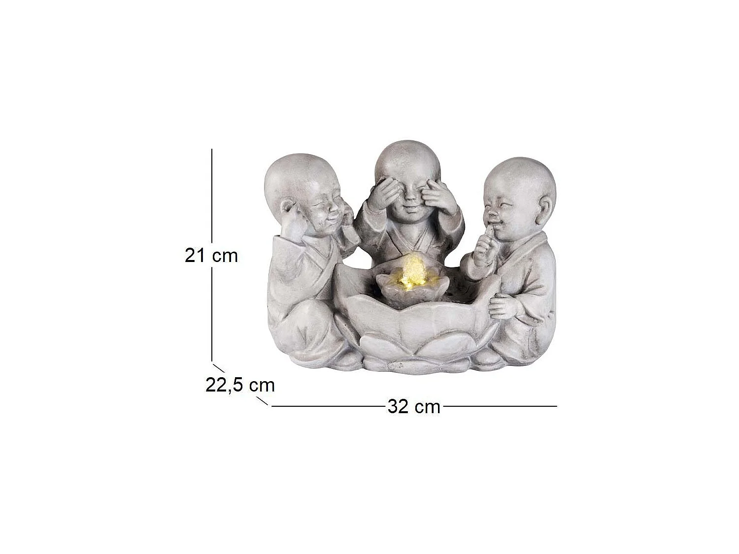 Fontaine en polyrésine trio bouddha