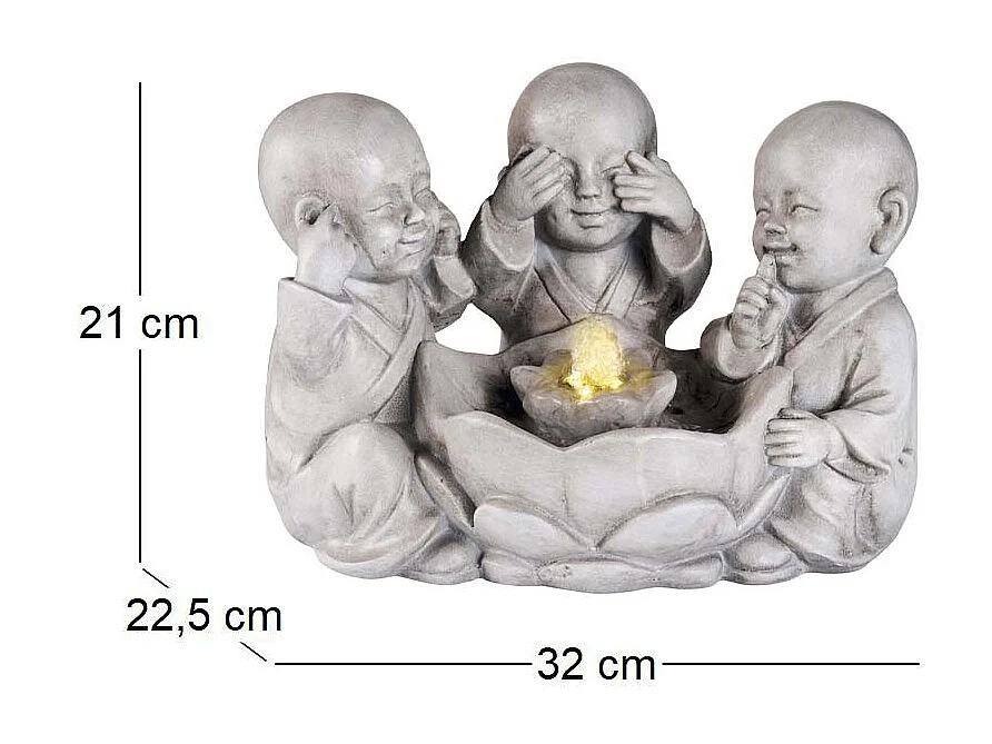 Fontaine en polyrésine trio bouddha