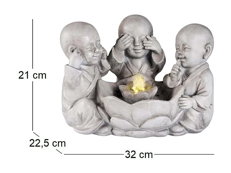 Fontaine en polyrésine trio bouddha