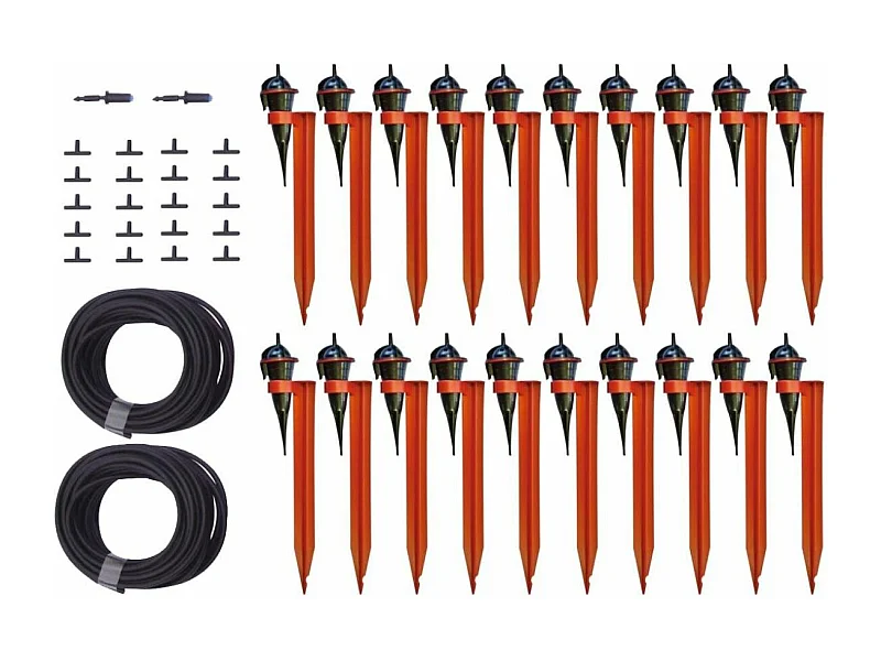 Kit per l'irrigazione ecologica del giardino con gocciolatori su supporto 20 gocciolatori