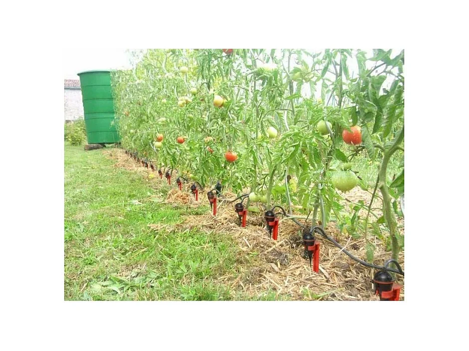 Kit de riego ecológico para jardín con goteros sobre soporte 20 goteros