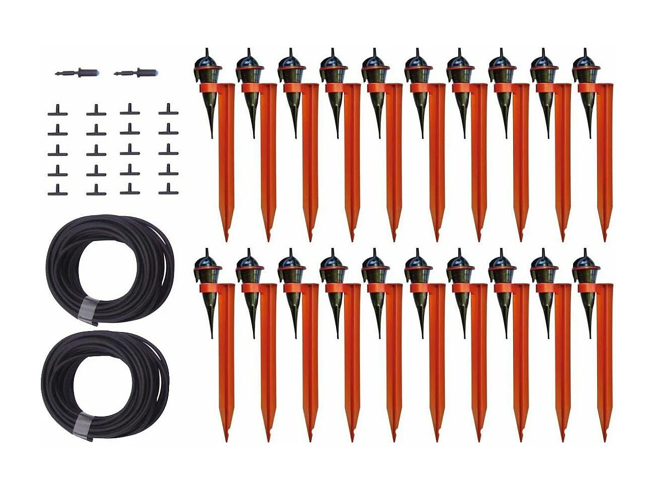 Kit per l'irrigazione ecologica del giardino con gocciolatori su supporto 20 gocciolatori