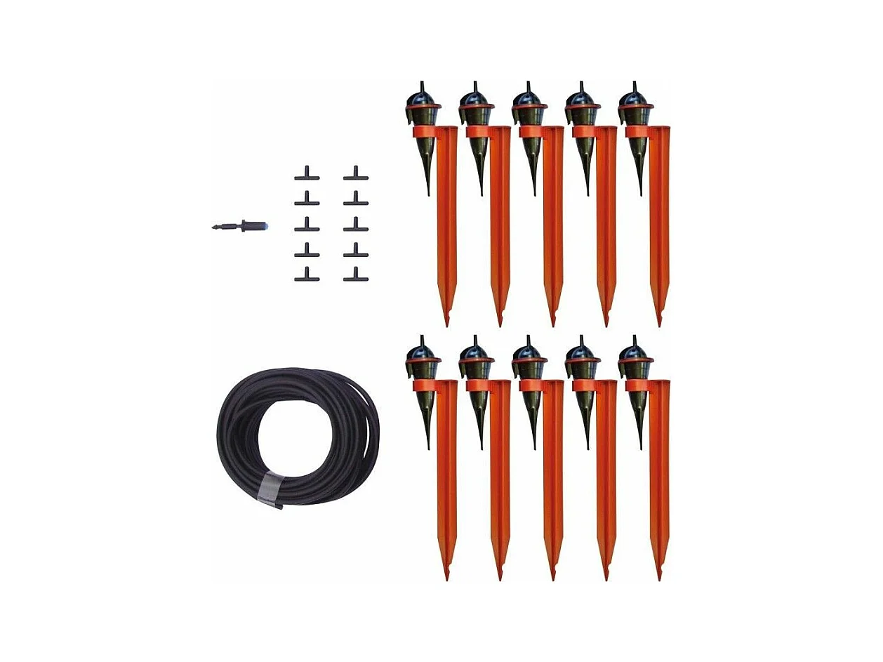 Kit per l'irrigazione ecologica del giardino con gocciolatori a cavalletto 10 gocciolatori
