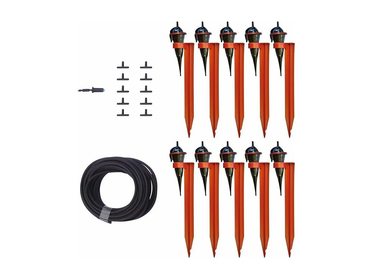 Kit per l'irrigazione ecologica del giardino con gocciolatori a cavalletto 10 gocciolatori