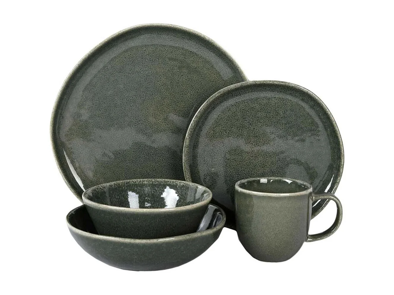 Teller aus grünem Steingut Black Forest (6er-Set) Tiefer Teller - 19 cm