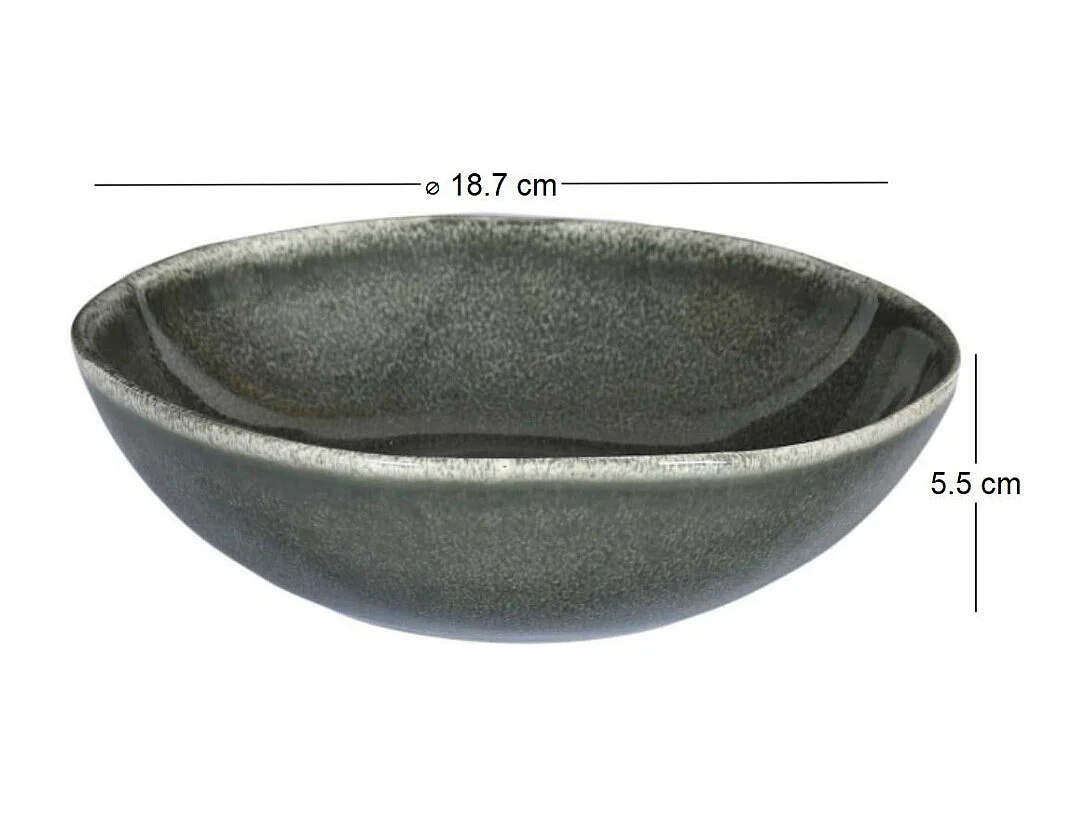 Teller aus grünem Steingut Black Forest (6er-Set) Tiefer Teller - 19 cm