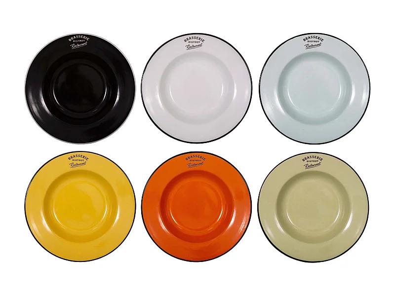 Piatti colorati Brasserie bistrot (Set di 6) Piatti da minestra - 22 cm