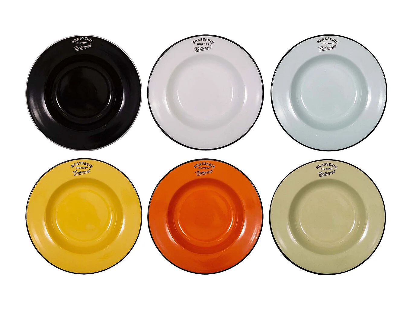 Piatti colorati Brasserie bistrot (Set di 6) Piatti da minestra - 22 cm