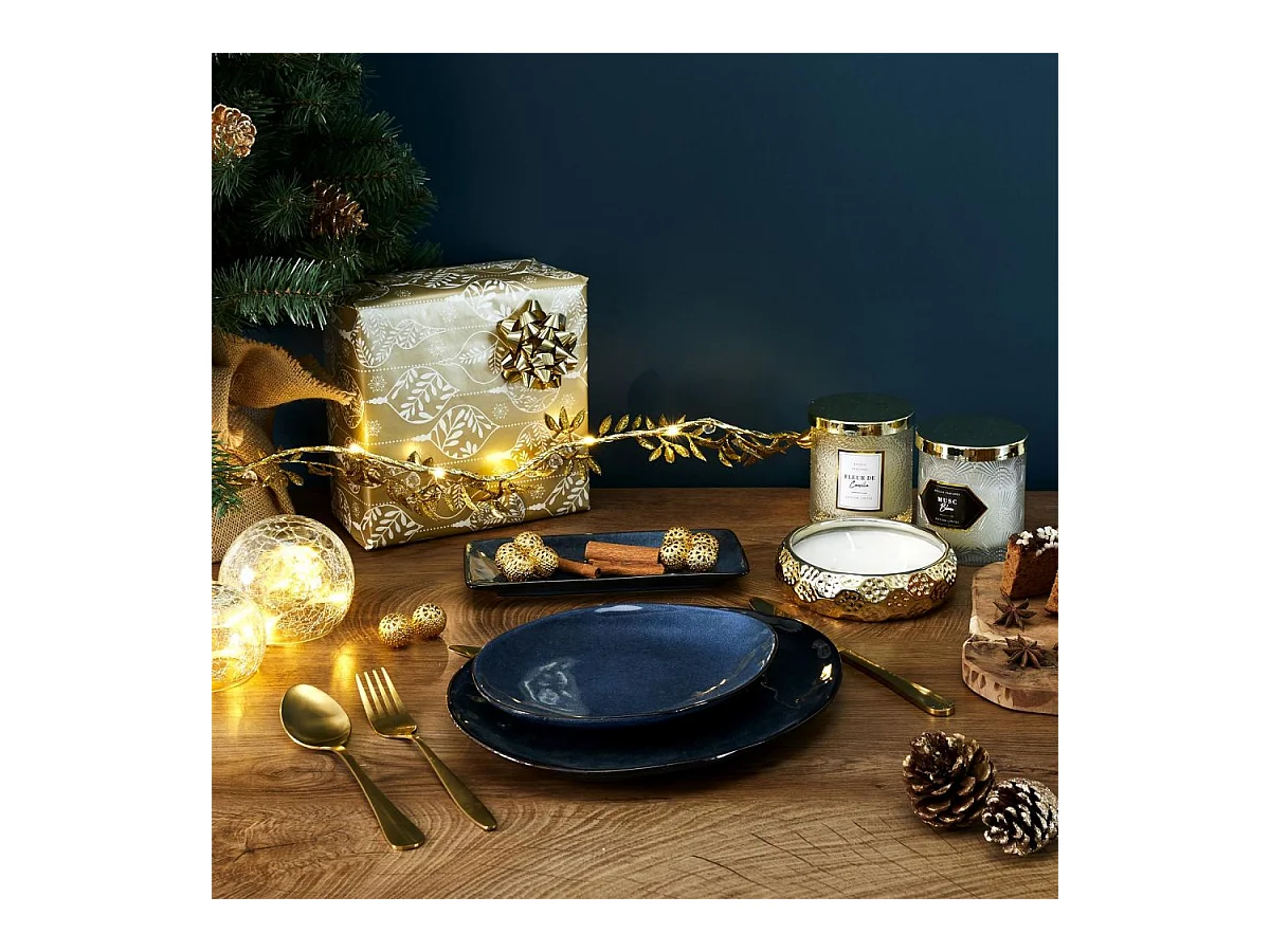 Plato de gres azul Au grès du temps (Juego de 6) 22 cm