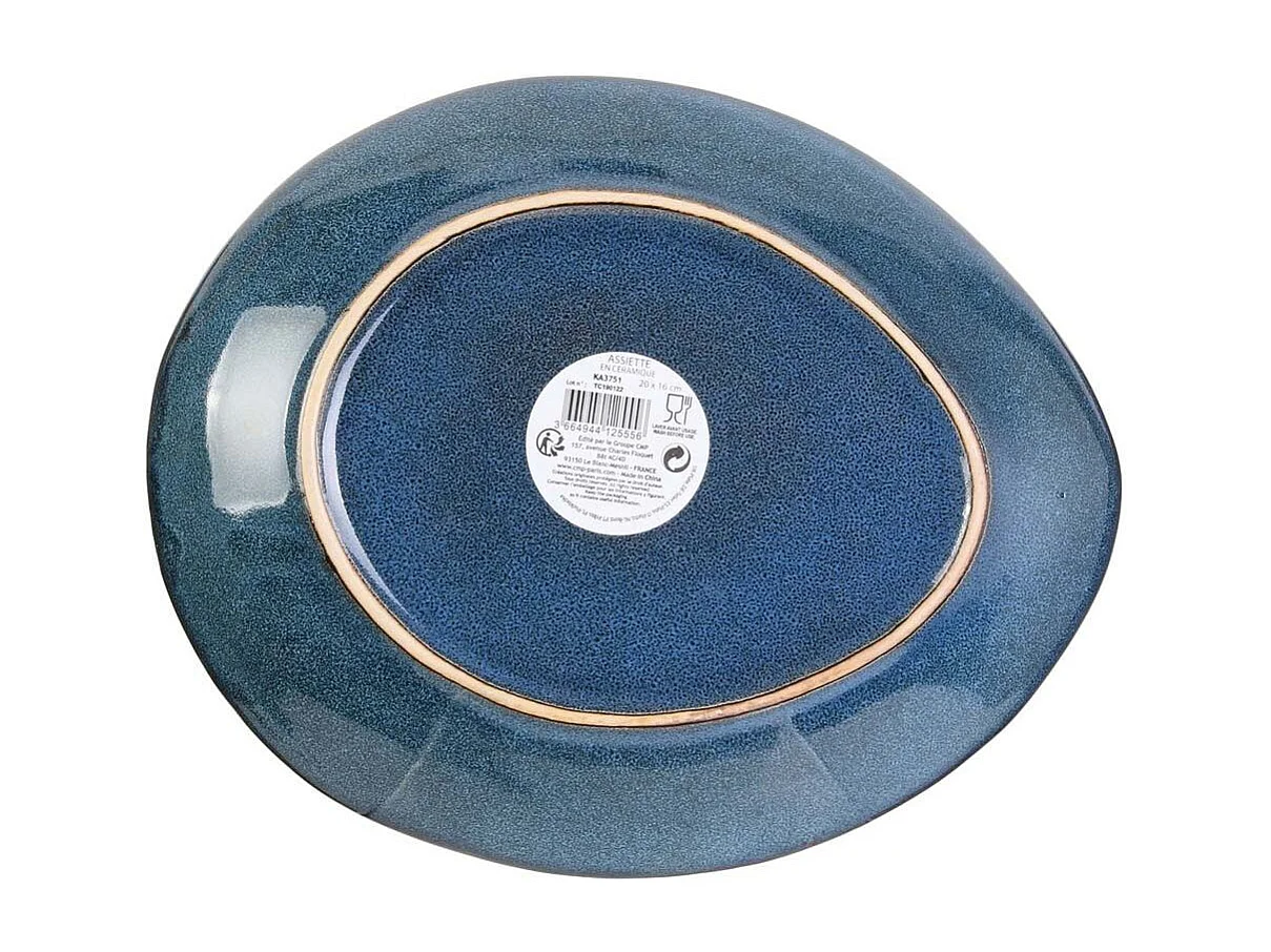 Plato de gres azul Au grès du temps (Juego de 6) 22 cm