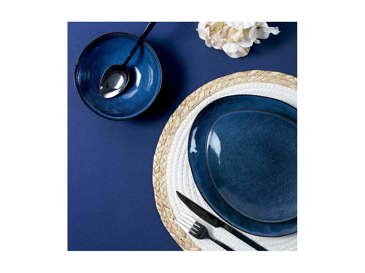 Plato de gres azul Au grès du temps (Juego de 6) 22 cm