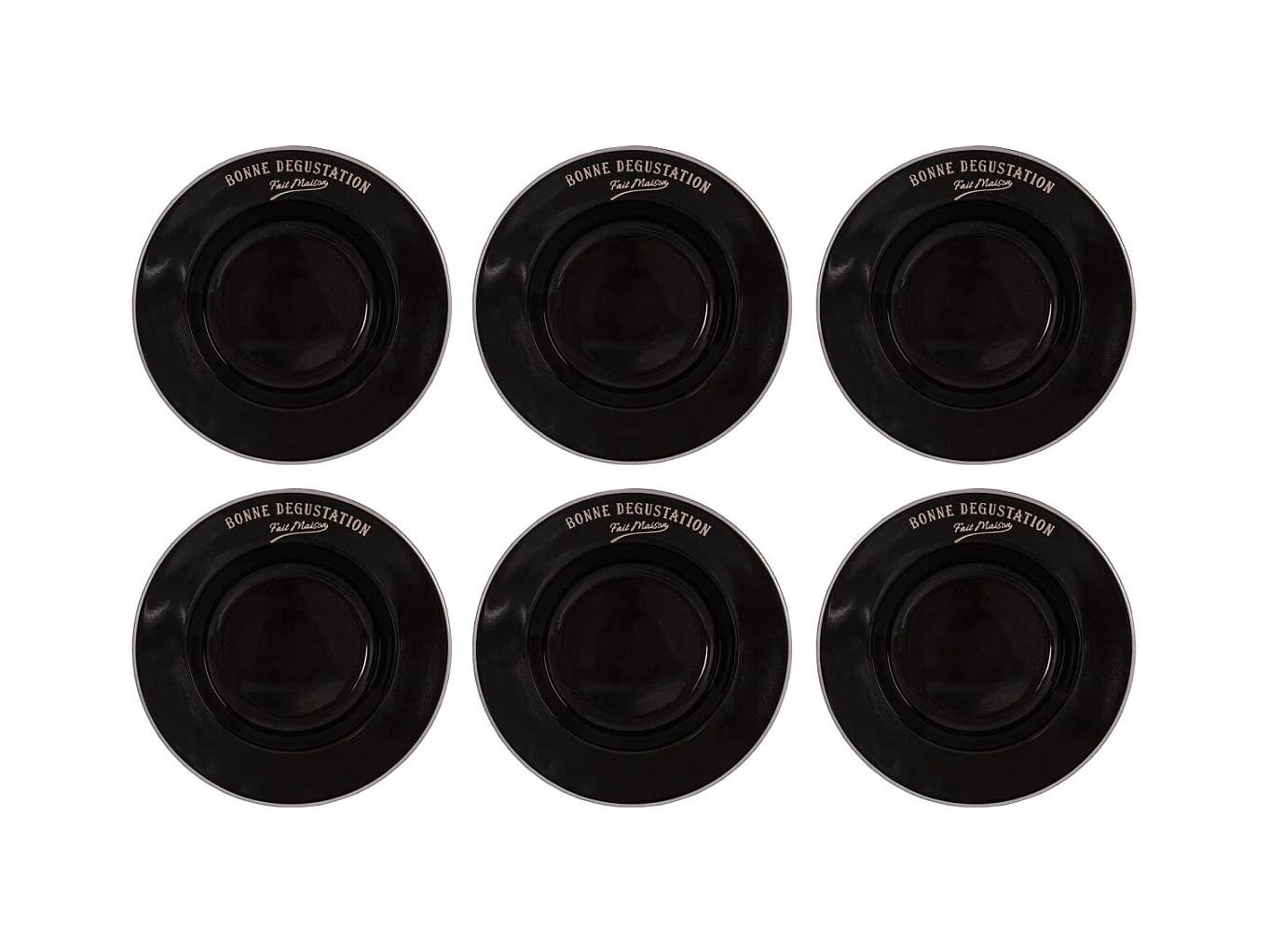 Piatti in gres nero Bonne dégustation (Set di 6) Piatti da minestra - 23 cm