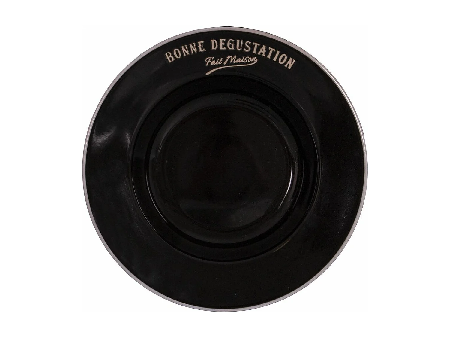 Assiettes en grès noir Bonne dégustation (Lot de 6) Assiettes creuses - 23 cm