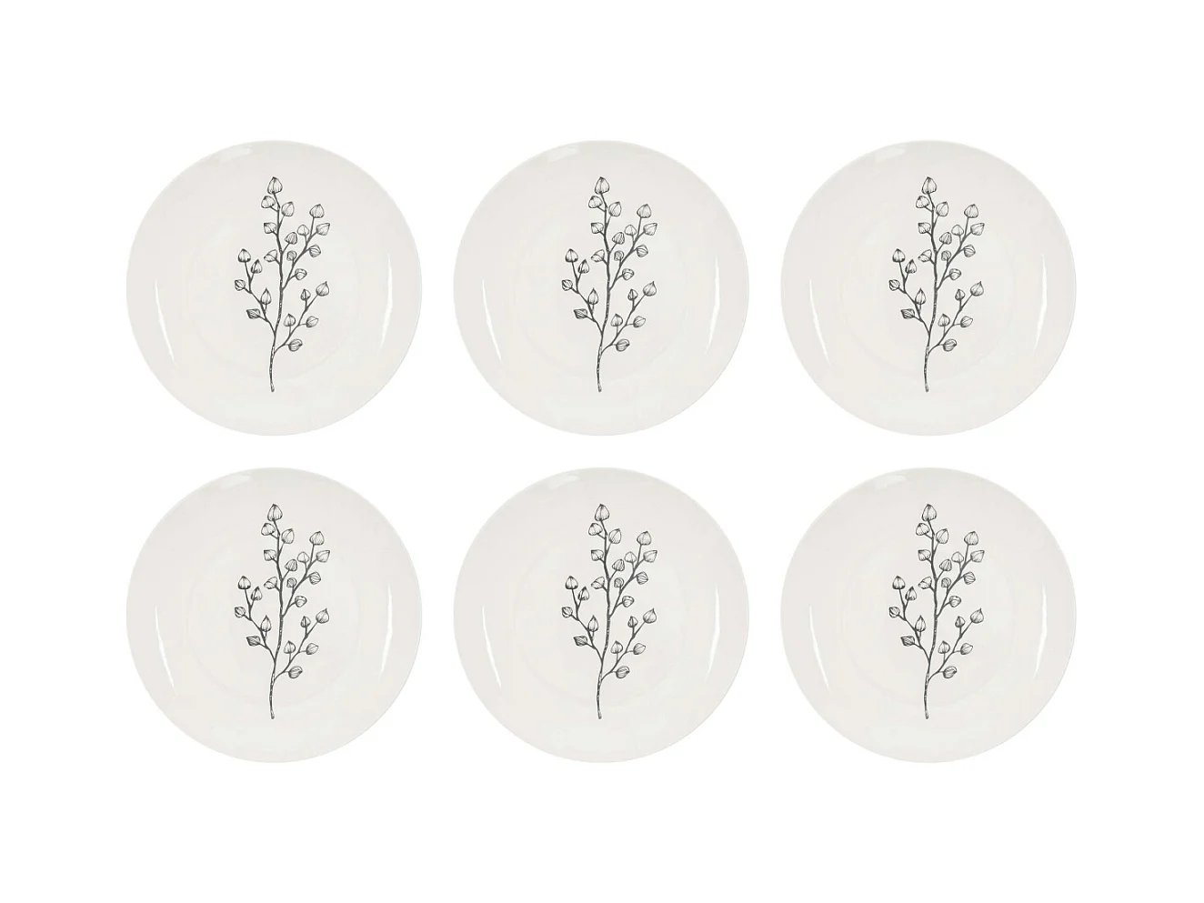 Assiette en porcelaine Cottage 20 cm (Lot de 6) Blanc et gris