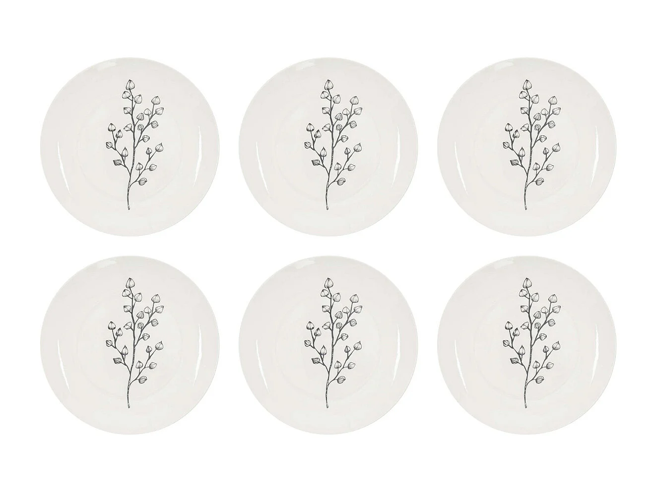 Assiette en porcelaine Cottage 20 cm (Lot de 6) Blanc et gris