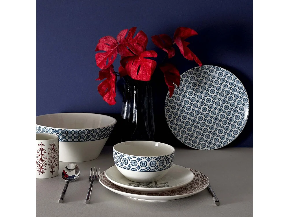 Assiette en porcelaine Cottage 20 cm (Lot de 6) Blanc et gris