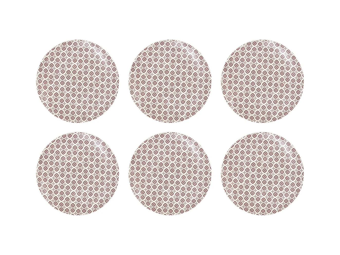 Assiette en porcelaine imprimée Cottage 25 cm (Lot de 6)