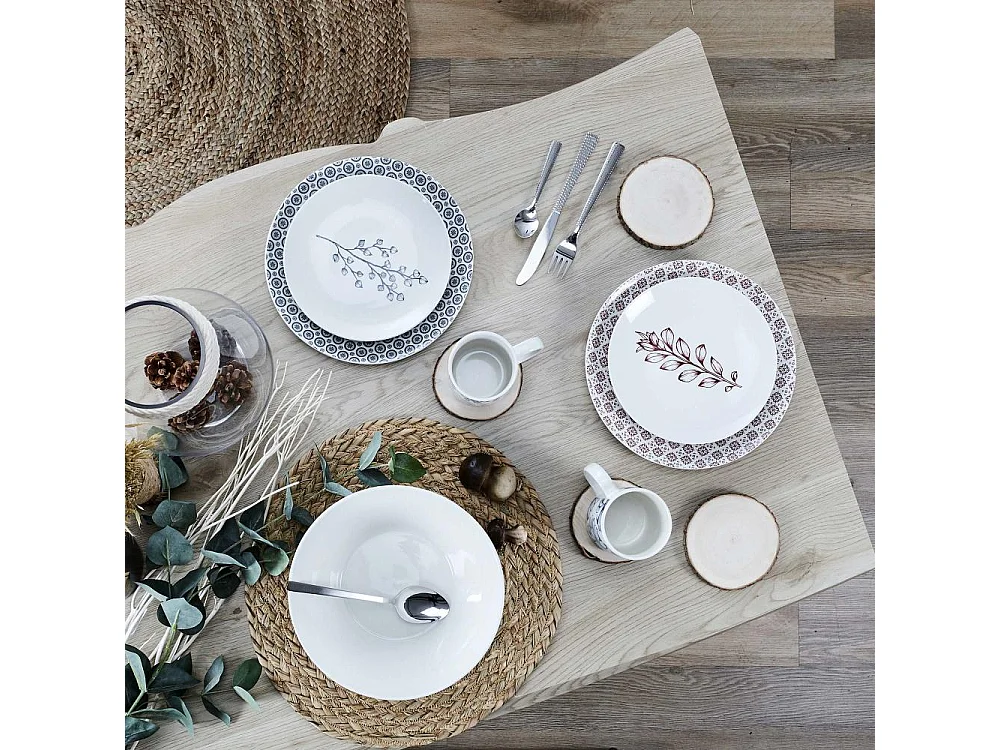 Piatto in porcellana stampata Cottage 25 cm (Set di 6)