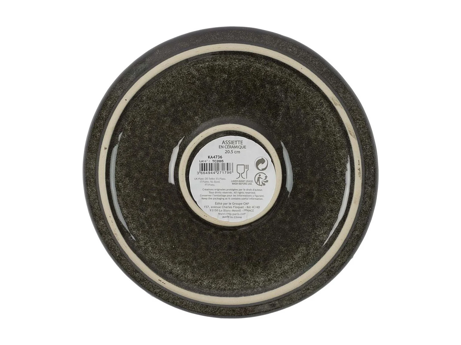 Assiette en grès noir Tokyo (Lot de 6) Assiette plate - 20,5 cm