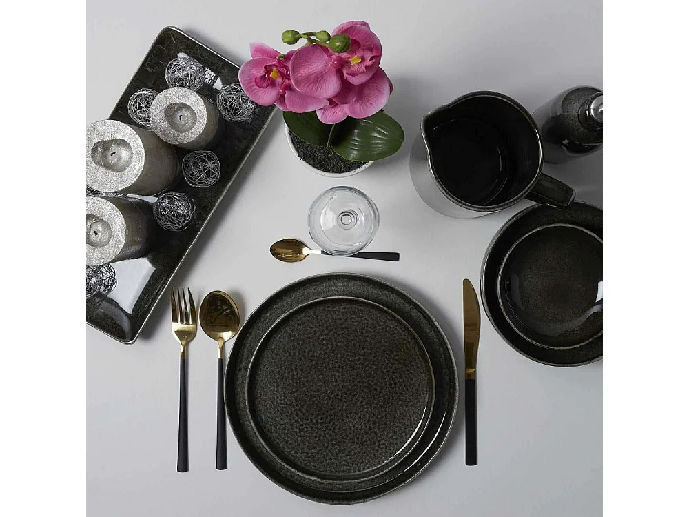 Assiette en grès noir Tokyo (Lot de 6) Assiette plate - 20,5 cm