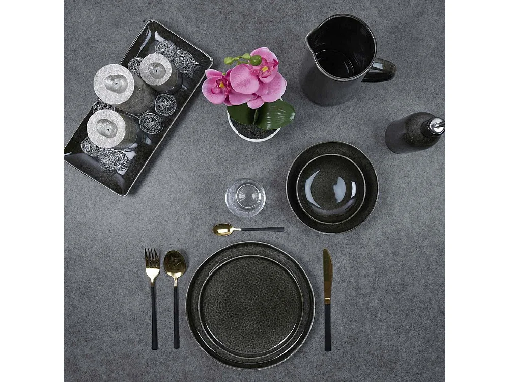 Assiette en grès noir Tokyo (Lot de 6) Assiette plate - 20,5 cm