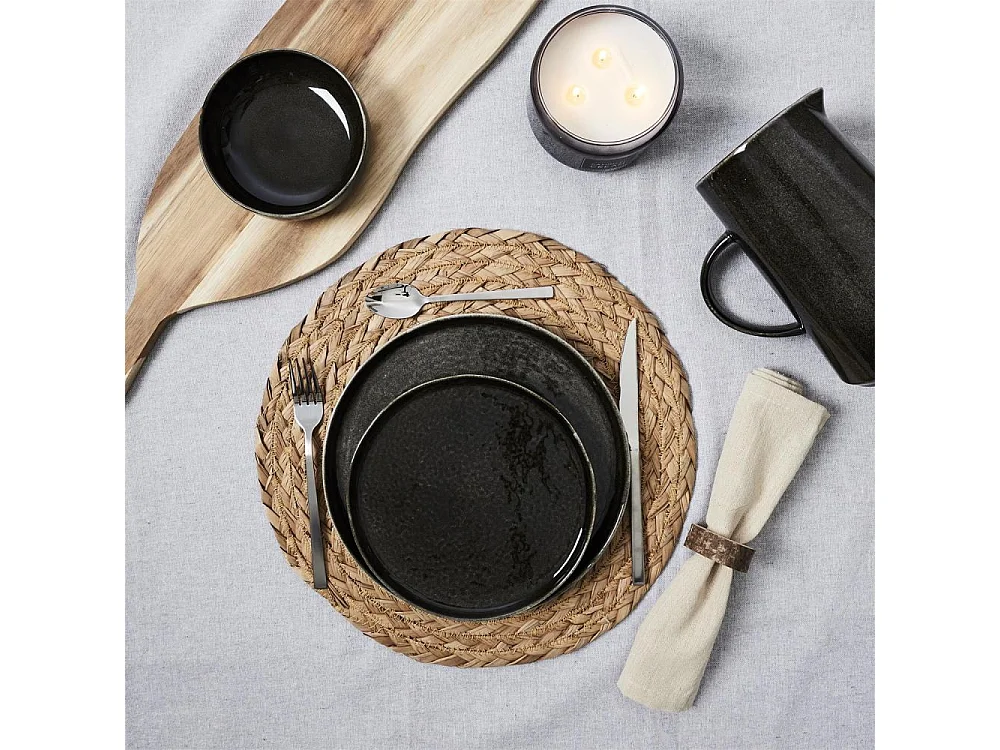 Assiette en grès noir Tokyo (Lot de 6) Assiette plate - 20,5 cm