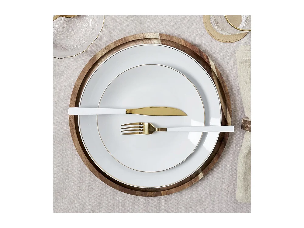 Assiette en porcelaine avec liseré doré (Lot de 6) Assiettes plates - 20 cm