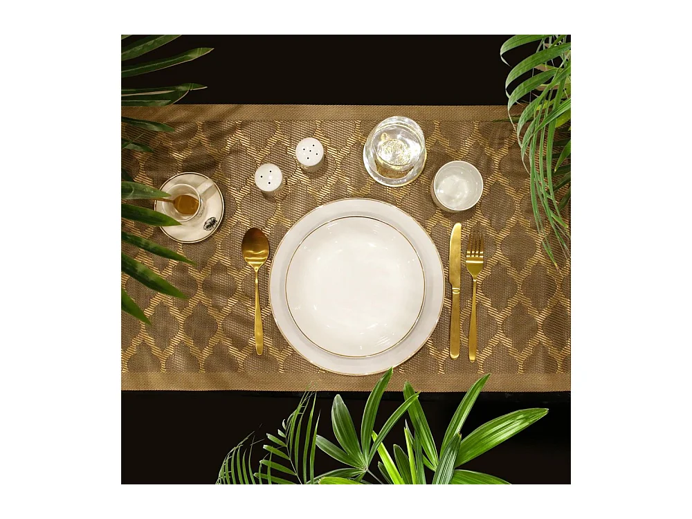 Assiette en porcelaine avec liseré doré (Lot de 6) Assiettes plates - 20 cm