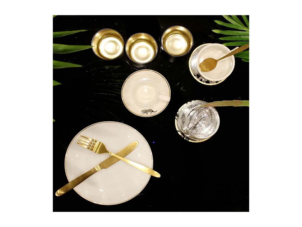 Assiette en porcelaine avec liseré doré (Lot de 6) Assiettes plates - 20 cm