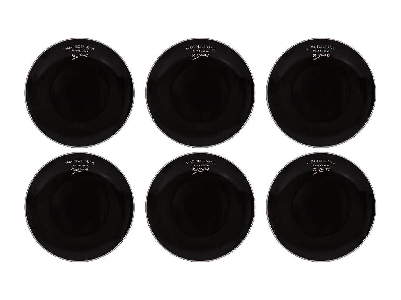 Piatti in gres nero Bonne dégustation (Set di 6) Piatti per la cena - 27 cm