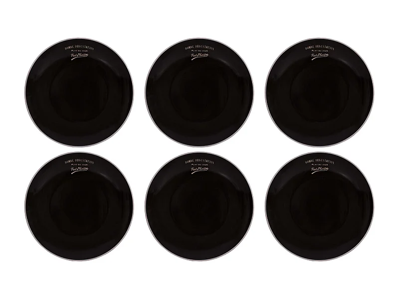 Assiettes en grès noir Bonne dégustation (Lot de 6) Assiettes plates - 27 cm