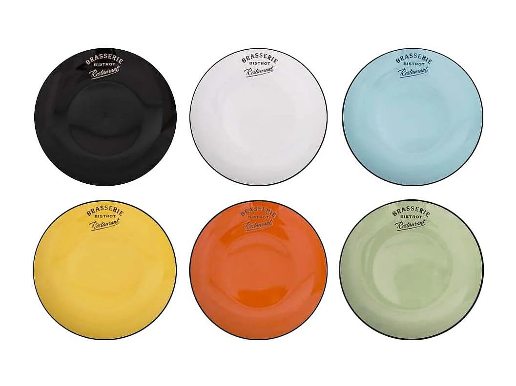 Assiettes colorées Brasserie bistrot (Lot de 6) Assiettes plates - 27 cm