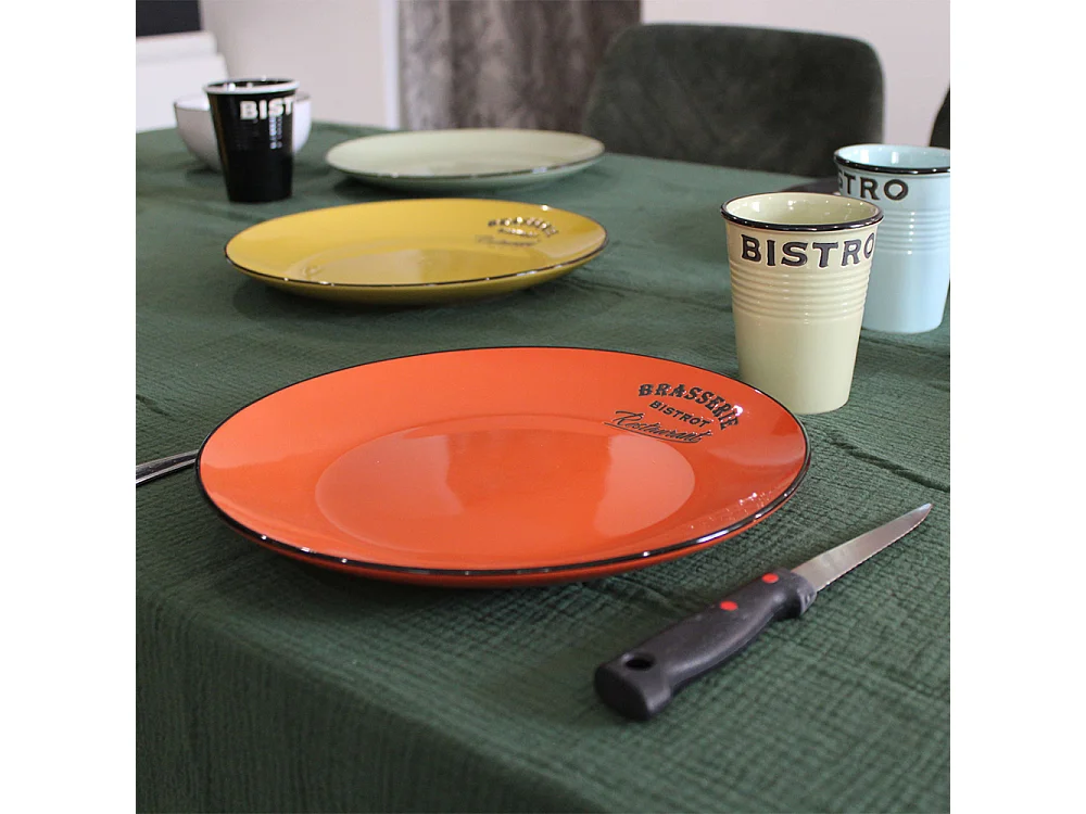 Assiettes colorées Brasserie bistrot (Lot de 6) Assiettes plates - 27 cm