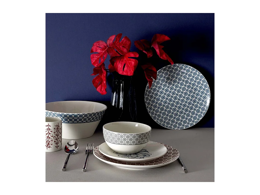 Plato de porcelana estampada Cottage 25 cm (Juego de 6)