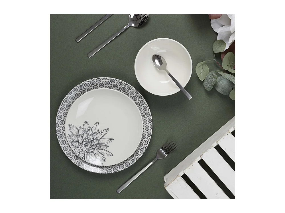 Piatto in porcellana stampata Cottage 25 cm (Set di 6)