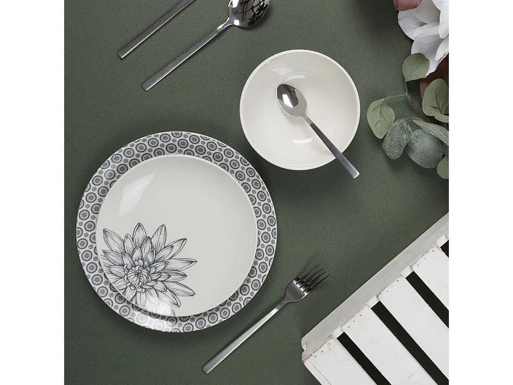 Piatto in porcellana stampata Cottage 25 cm (Set di 6)