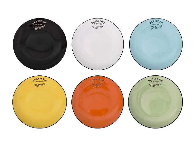 Assiettes colorées Brasserie bistrot (Lot de 6) Assiettes plates - 21,5 cm