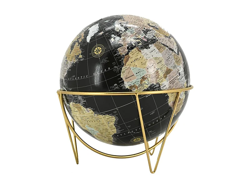 Globe en résine noire et métal doré