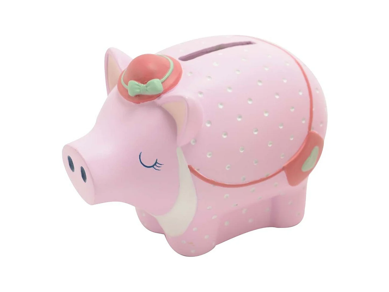 Tirelire Cochon en résine Jade Cochon avec chapeau