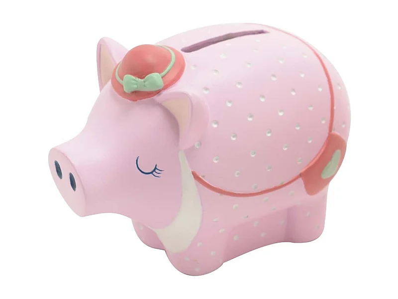 Tirelire Cochon en résine Jade Cochon avec chapeau