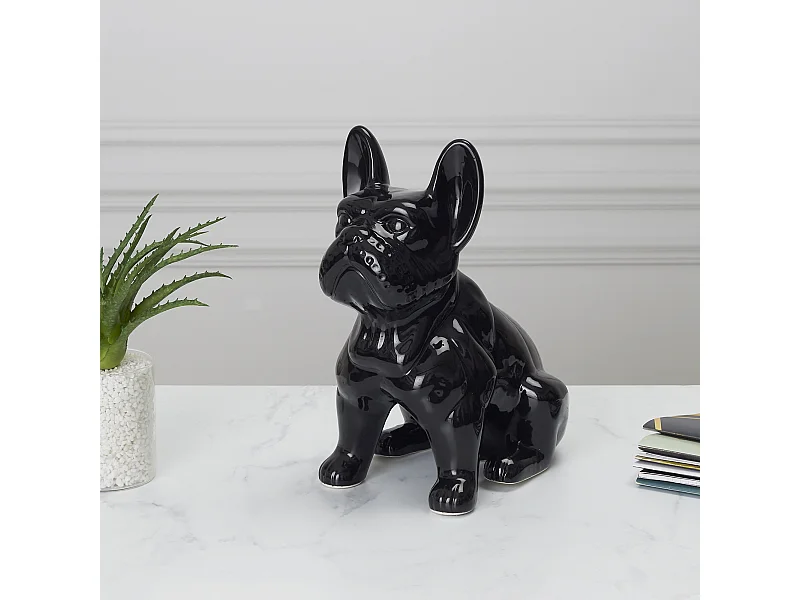 Bulldog Ceramique Noir 30cm Noir