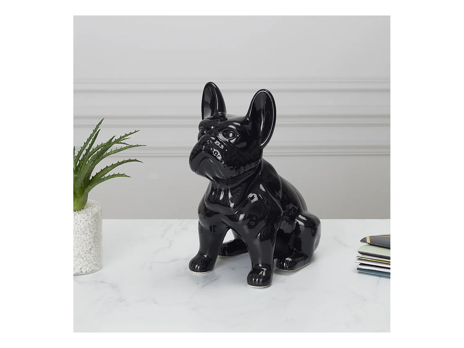 Bulldog Ceramique Noir 30cm Noir